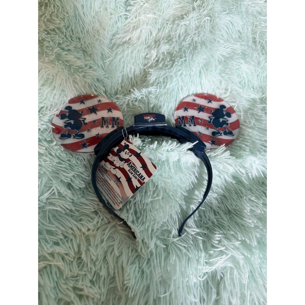 Disney Parks Mickey Mouse Americana Glow Light Up Ears Headband needs batteries